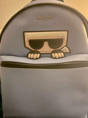 Karl Lagerfeld Light Blue  Backpack with Icon Patch